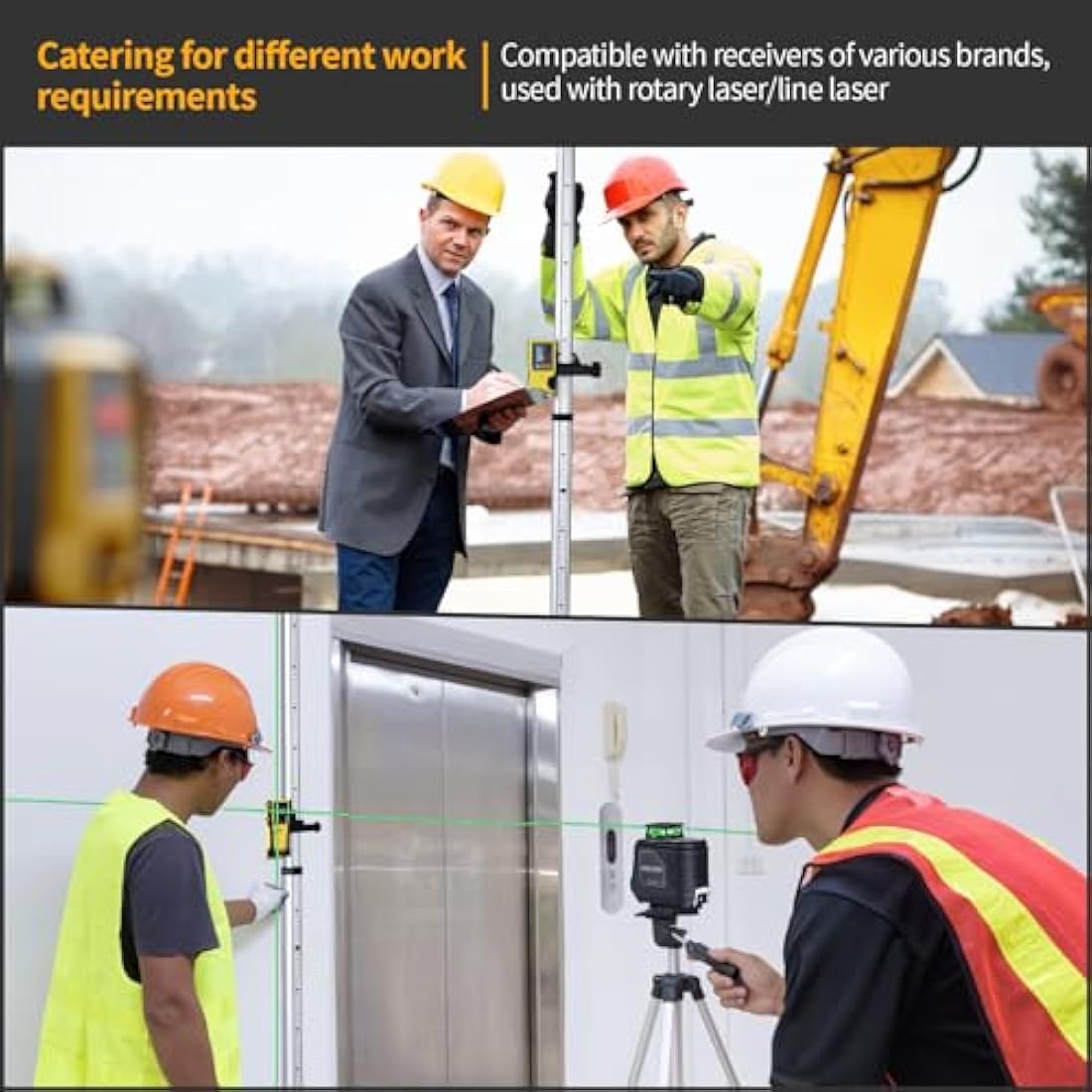Firecore Levelling Staff, Telescopic Levelling Staff 5m, Aluminium Measuring rods for Cross line Lasers and Rotating Lasers, Measuring Staff with Spirit Bubble, 5m Length in 5 Segments, mm/dm Scale