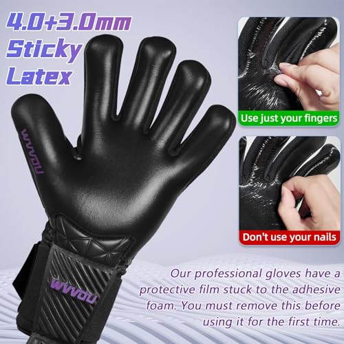 WVVOU Football Goalkeeper Gloves for Adults and Youth, High Performance with 5 Detachable Fingersave, Goalie Gloves with 4mm Sticky Latex Palm