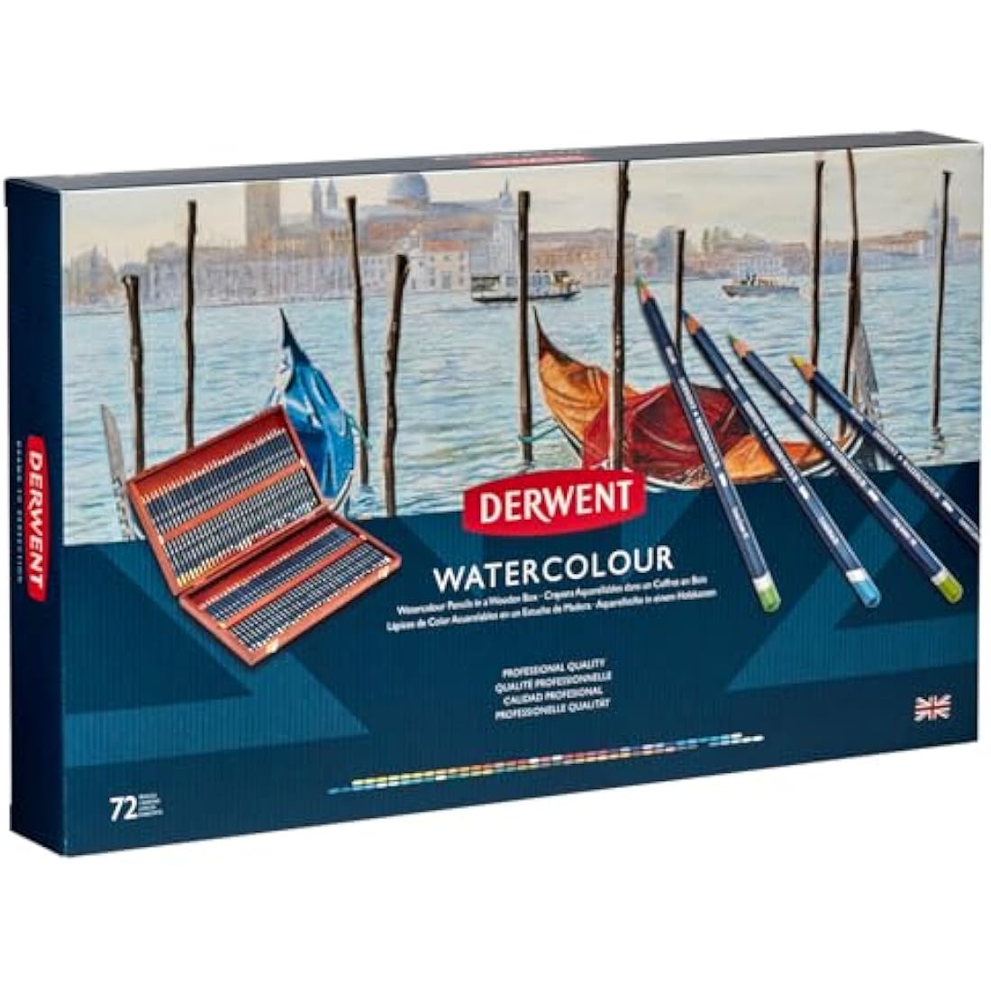 Derwent Watercolour Pencils, Painting & Drawing, Set Of 72 In Wooden Gift Box, Ideal For Blending & Layering, Professional Quality, 32891