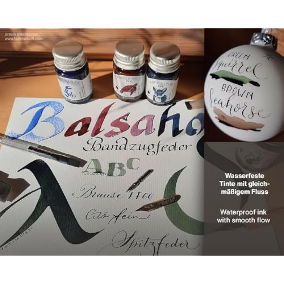 Octopus Write and Draw Ink Set Forest Waterproof Ink for Writing and Drawing, Calligraphy Ink, Drawing Ink for Fountain Pen, 6 x 10 ml
