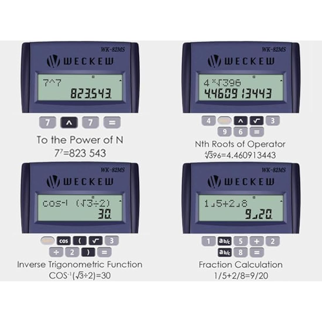 WECKEW Scientific Calculator, Engineering Scientific Calculator with 240 Function 2-Line LCD Display - Suitable for School Students, Teachers and Business Use (Navy blue)