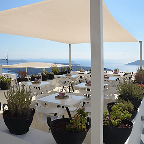 Relaxdays shade sail, rectangular, water-repellent, UV protection, canopy, with ropes, terrace, 3.5 x 2.5 m, beige, Polyester