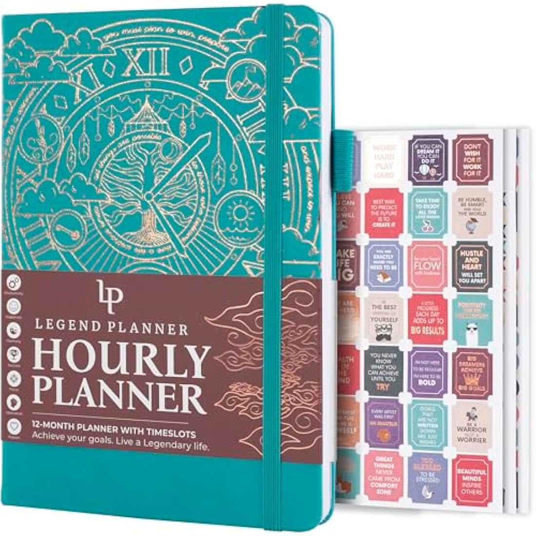 Legend Planner Hourly Schedule – Weekly & Daily Organizer with Time Slots. Appointment Book Journal for Work, Undated, A5 (Viridian Green)