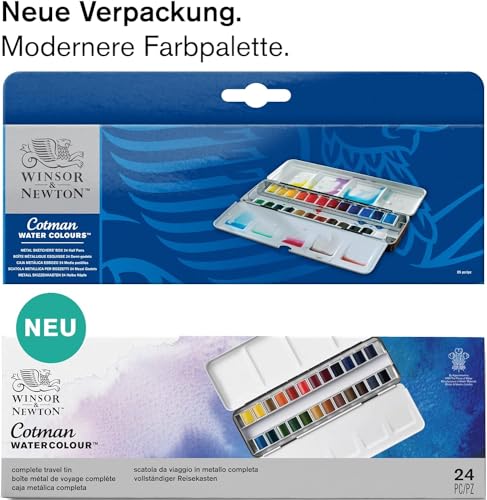 Winsor & Newton, Cotman Watercolour, 'Complete Travel Tin' , 24 x Half Pans