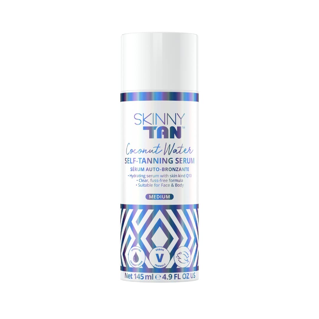 Skinny Tan Coconut Water Serum - Streak Free Fake Tan Serum for Natural Glow with Youth Boosting Q10 & Vitamin E, Vegan & Cruelty Free Skincare -