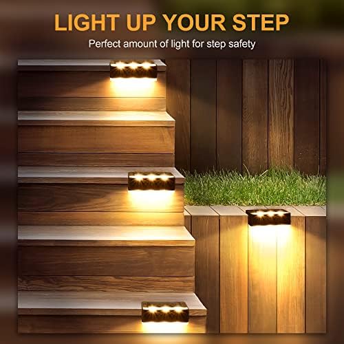 Solpex Solar Lights for Outdoor, 12 Pack Stair Lights, Waterproof Solar Light, LED Lighting for Outdoor Stairs, Steps, Fence, Garden, Yard, Patio, Gutter, Pathway, Decoration (Warm White,Brown)