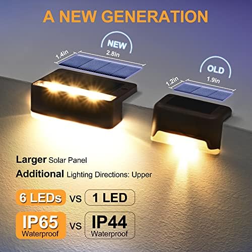 Solpex Solar Step Lights 16 Pack, Solar Outdoor Lights for Fence,Waterproof Solar Powered Outdoor Light for Deck Porch Stair Railings Deck Yard Garden Patio Pool Decorations (Warm White,Brown)
