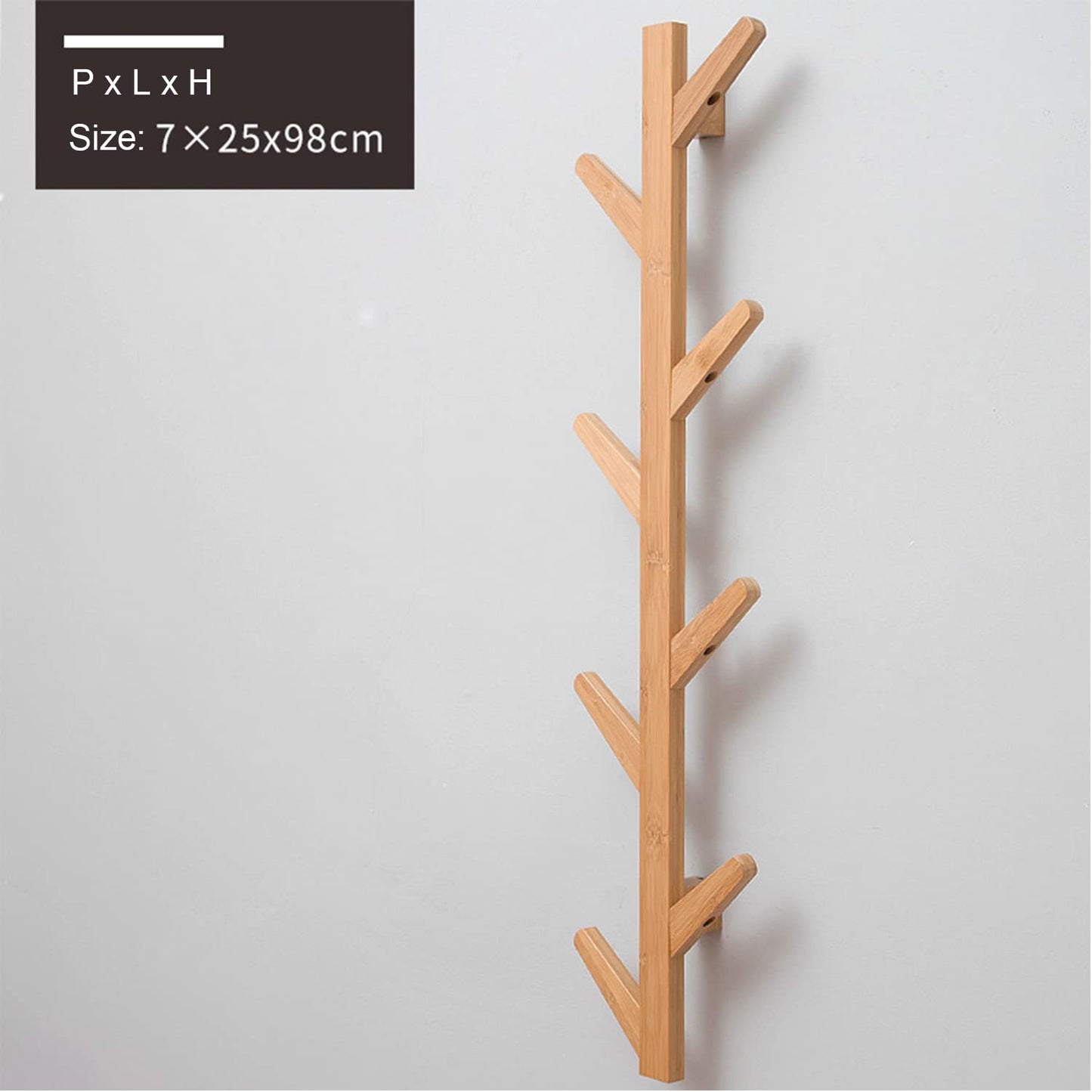Wall-Mounted Wooden Coat Rack – Tree Shape – 8 Hooks for Hanging