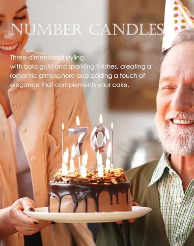 Yiran Rose Gold 60th Birthday Candles Set Number 60 Candle w/ Rose Gold Long Candles Birthday Candles Cake, Birthday Candle, Cake Candles Cake Topper Decorations Birthday Party Wedding Anniversary