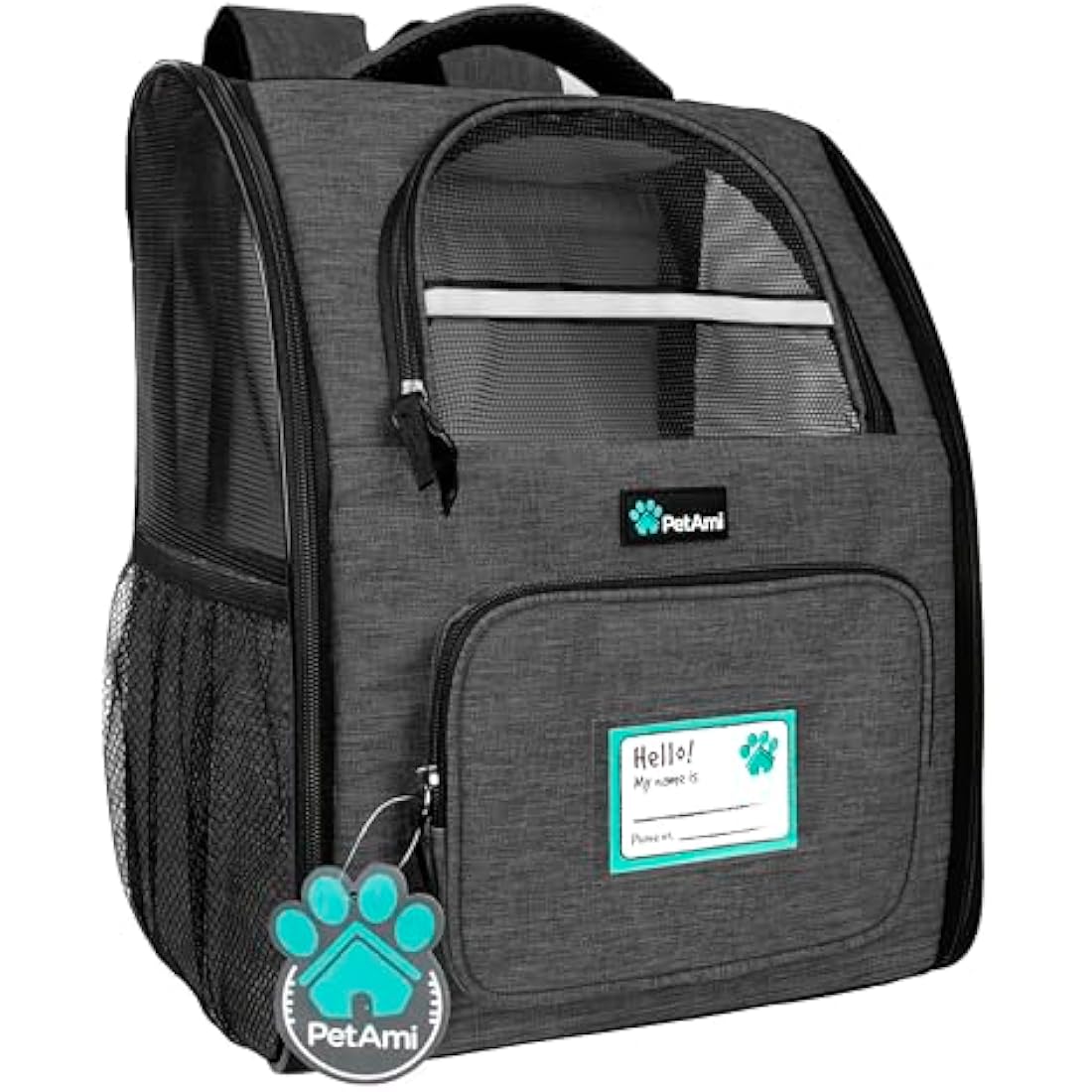 PetAmi Dog Backpack Carrier for Small Large Cat, Pet, Puppies, Ventilated Pet Hiking Backpack Travel Bag, Airline Approved Cat Backpack Carrier, Safety Back Support, Camping Biking Dog Bag, Charcoal
