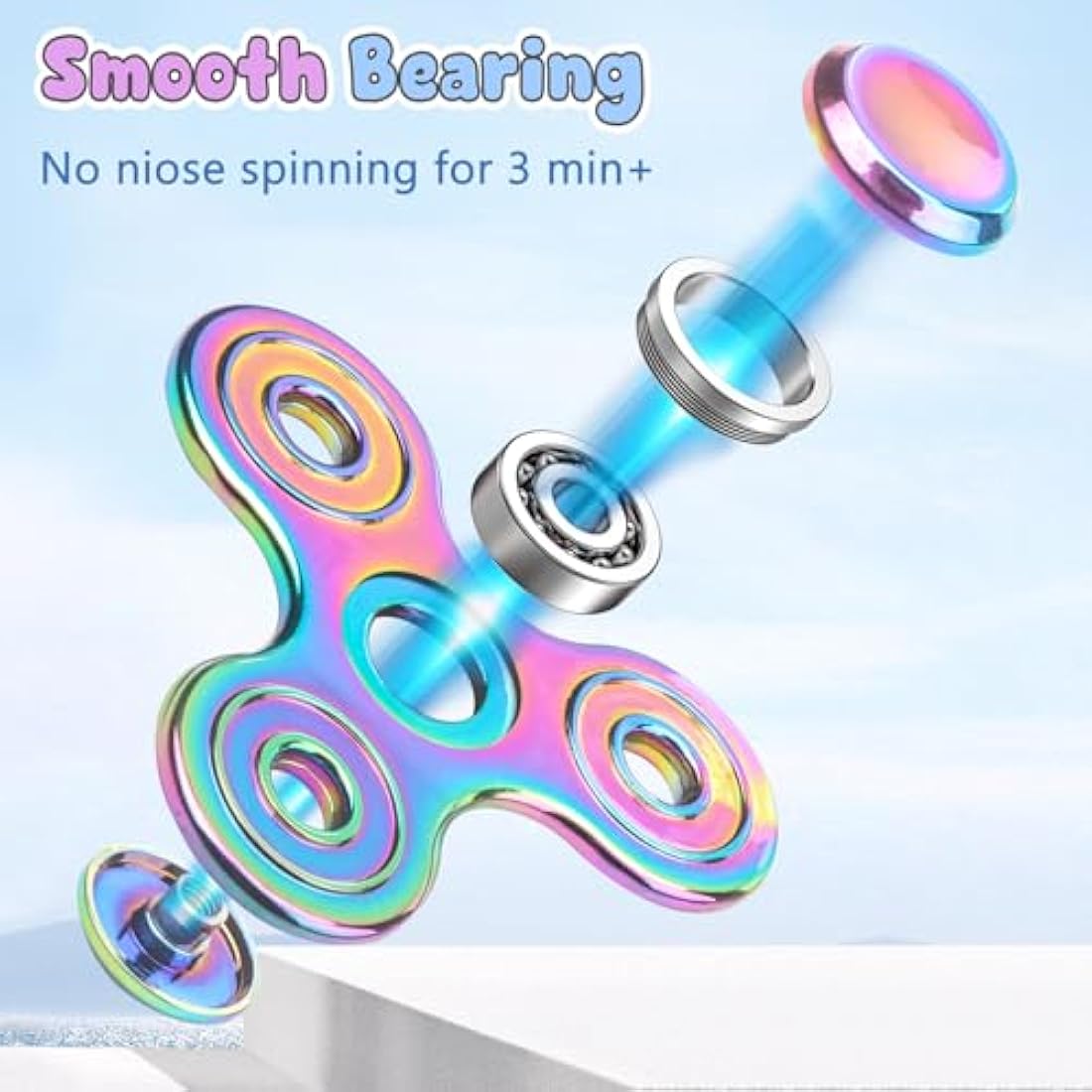 Vunake Fidget Spinner Fidget Toys Hand Spinner for Kids Adults Stainless Steel Bearing High Speed 3-5 Min Spins Precision Brass Tri Finger Gyro Toy EDC ADHD Focus Anxiety Stress Relief Sensory Toys