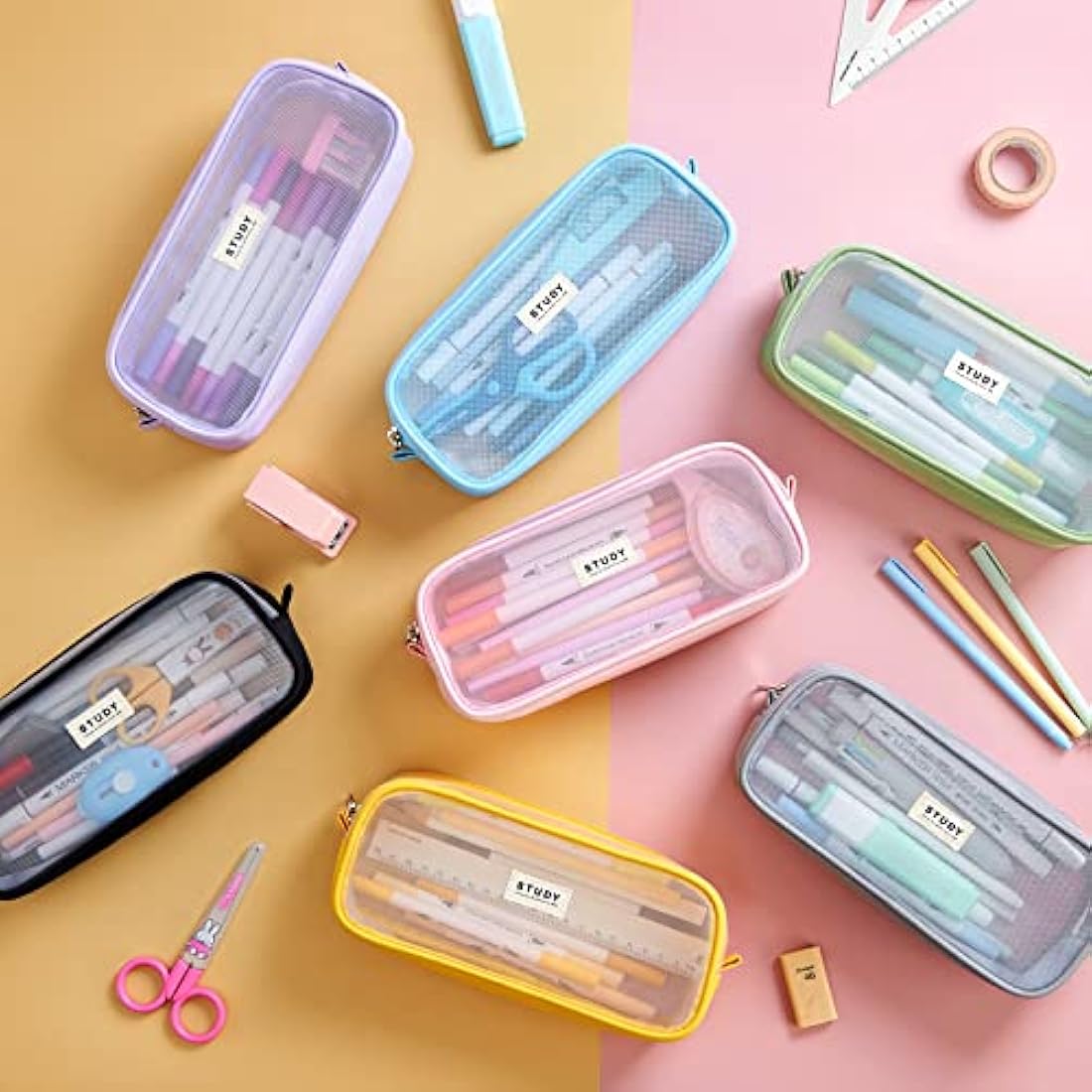 KALIDI Clear Pencil Case Large Pen Bag Stationery Pouch Cosmestic Make up Bag for Student School College Office