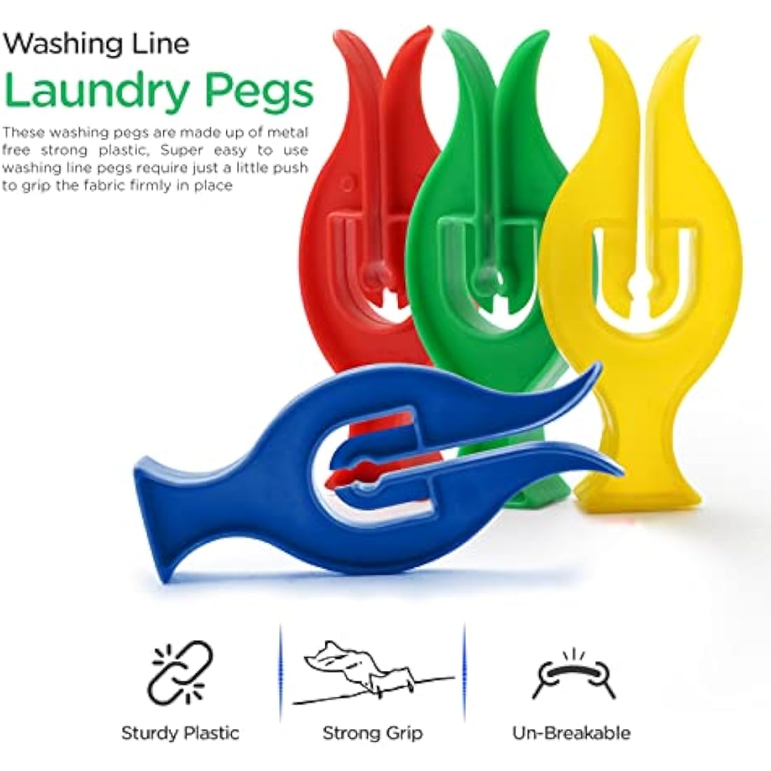 Pack of 100 Heavy Duty Plastic Tulip Clothes Pegs for Washing Line with Strong Grip Plastic Assorted Colour Pegs Washing Line Pegs