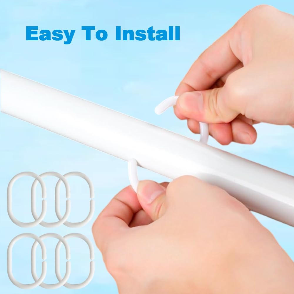 Armo® 24 x Plastic C Shaped Shower Curtain Hooks White Bathroom Rod Shower Hooks Rings 24 Pack