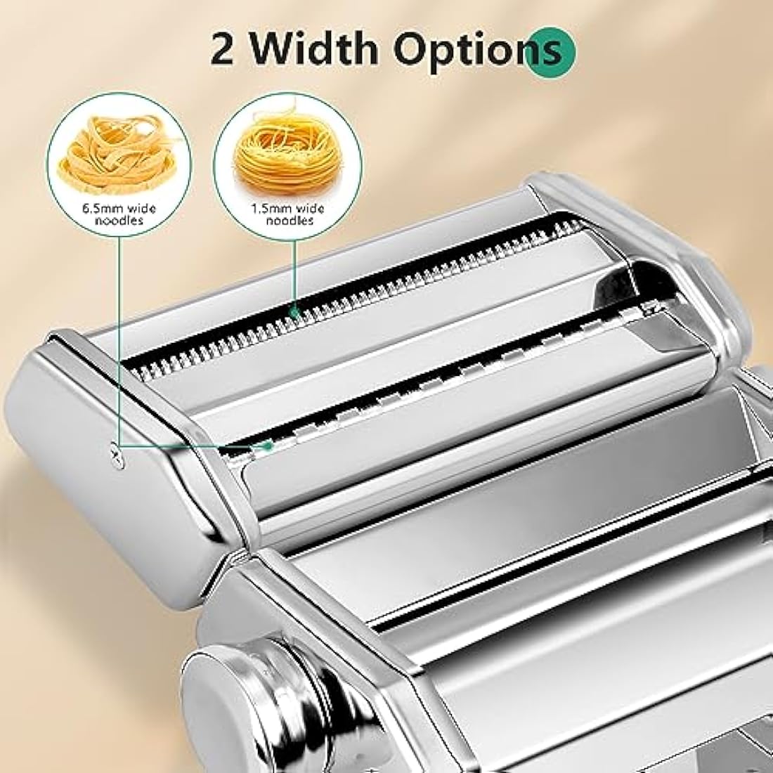 YASHE 2-in-1 Pasta Maker with Cleaning Kit, Adjustable Thickness Settings Pasta Maker Machine with Pasta Roller and Cutter, Dual Width Noodle Maker for Pasta, Spaghetti, Fettuccine, Lasagna