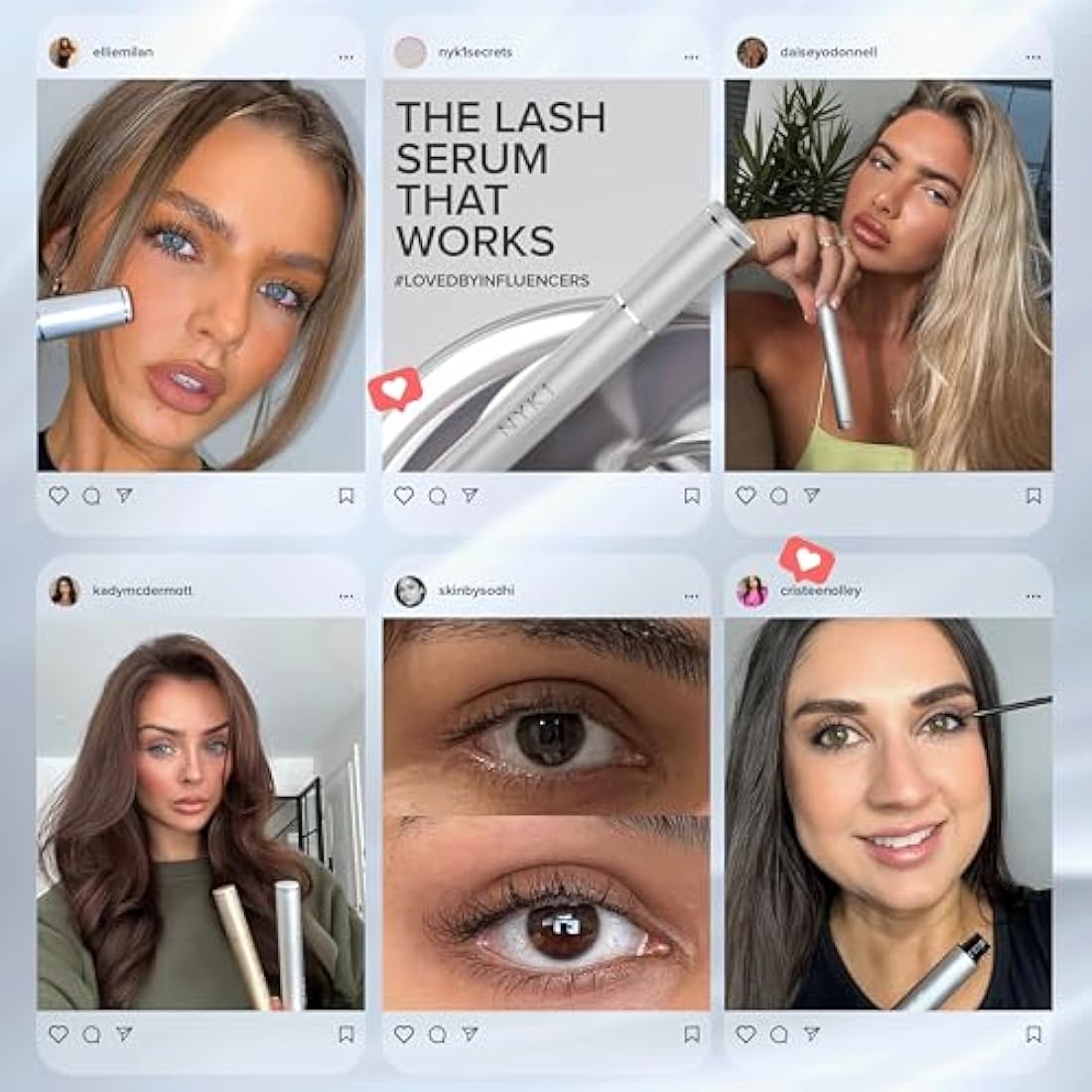 NYK1 CONCENTRATED Eyelash Growth Serum (XL - 8ml) LashForce Eyelash Serum For Growth And Thickness - Eye Lash Serums For Easy Application And Long Lasting Results For Fuller And Longer Lashes