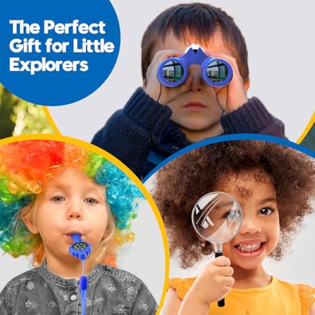 Binoculars for Kids 8x21 High-Resolution Real Optics with Magnifying Glass & Whistle Compass, Kids Binoculars for 3-12 Years Boys and Girls, Best Kids Toys for Outdoor Bird Watching, Hiking, Travel