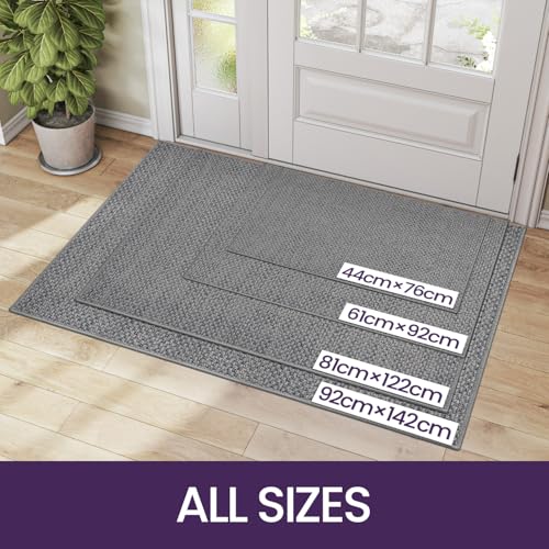 DEXI Door Matts Indoor 81 x 122 cm, Dirt Trapper Doormats Inside with Non Slip Rubber Backing, Low Profile Absorbent Entrance Mat for Muddy Shoes and