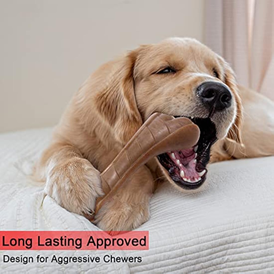 Devolamn Dog Toys, Indestructible Dog Chew Toys for Aggressive Chewers, Durable Tough Interactive Nylon Real Beef Flavor Outdoor Anxiety Relief Extreme Teething Bone Chew Toys for Large Medium Dogs