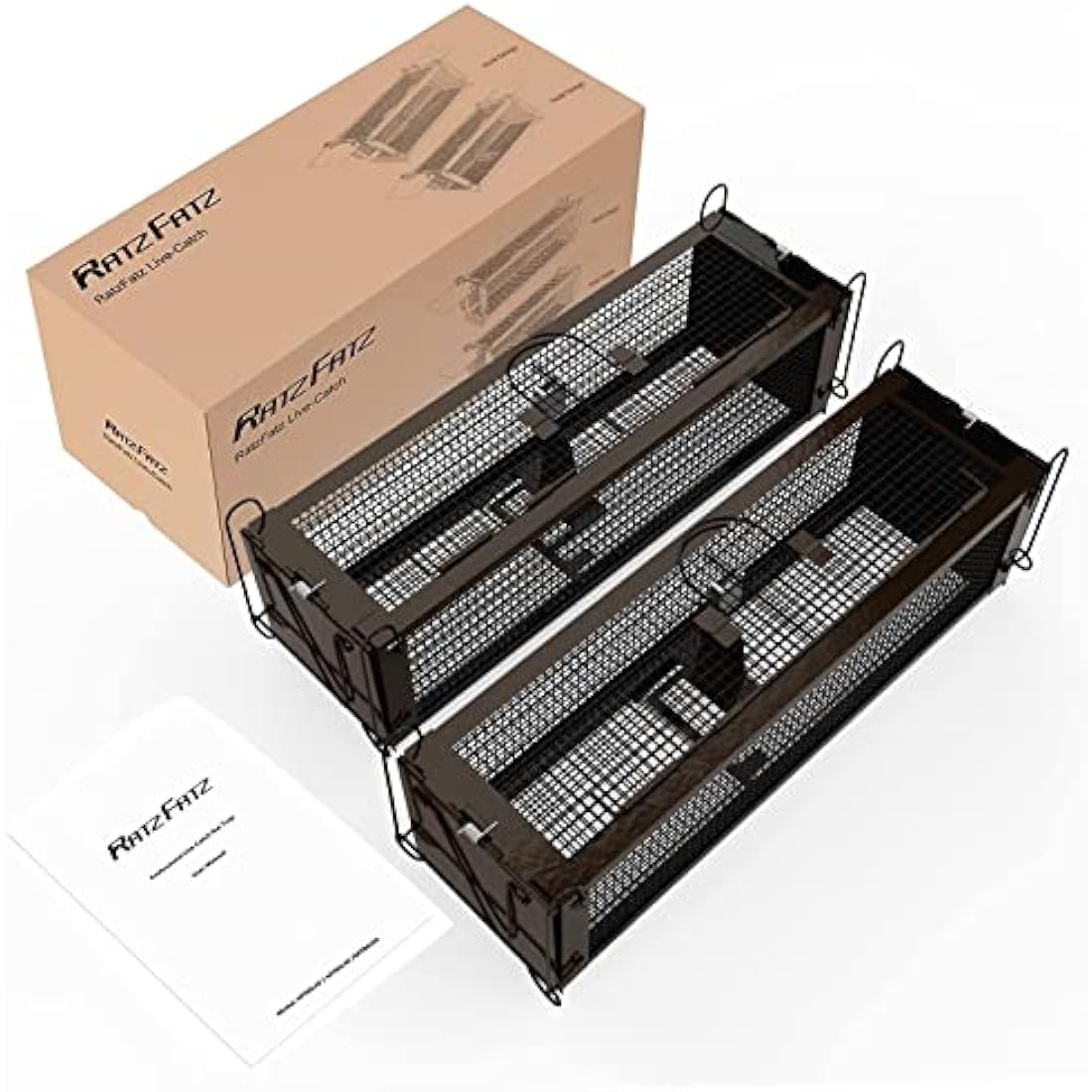 Rat Trap for Outdoors, RatzFatz 2 x Live Rat Traps Two Door Design, No Kill, Humane Mouse Trap, Reusable Rat Cage Trap, Adjustable Sensitivity, for Mice Rats Other Similar Size Rodents Animal