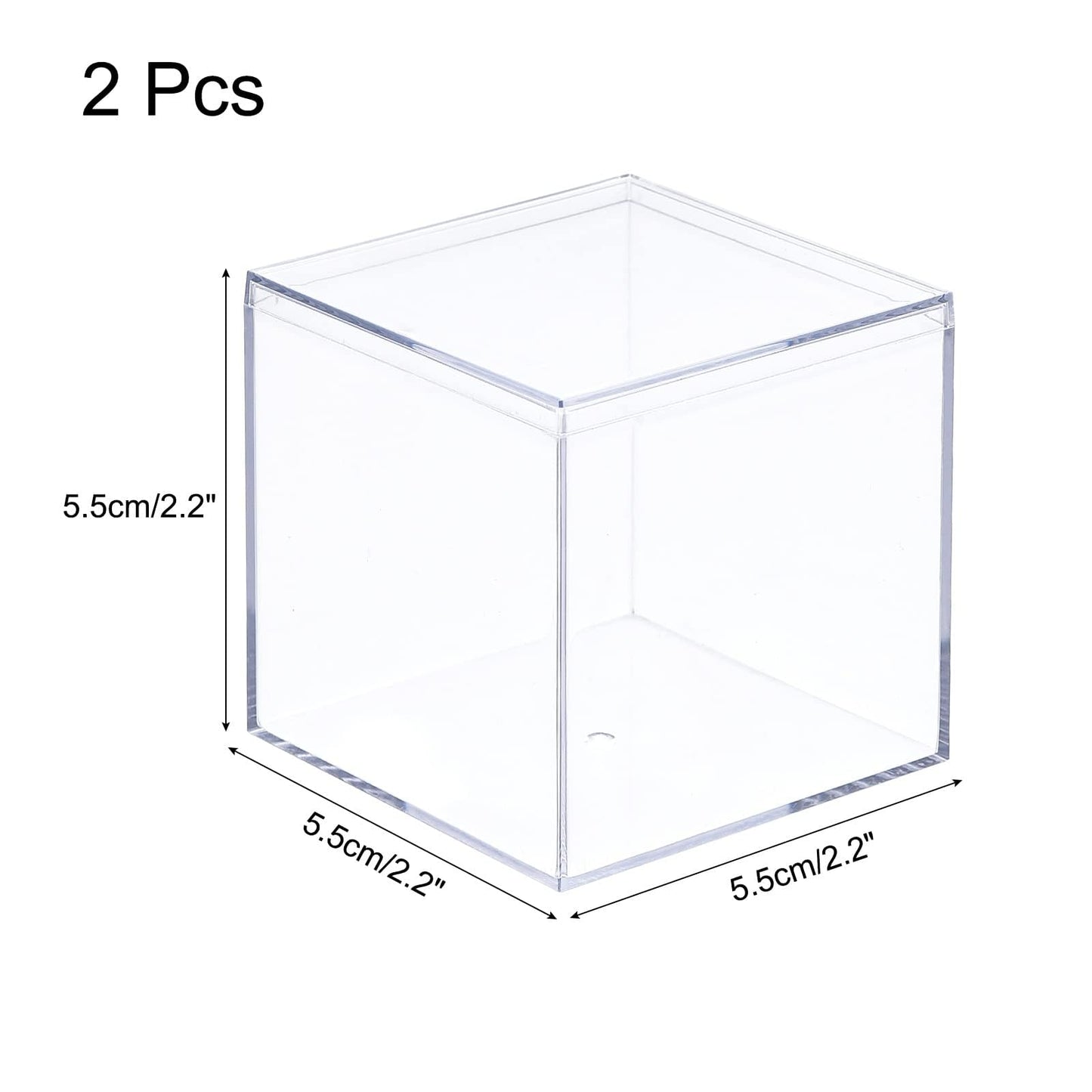 TA-VIGOR Acrylic Display Boxes 2Pcs 5.1 x 5.1 x 5.1cm with Lids