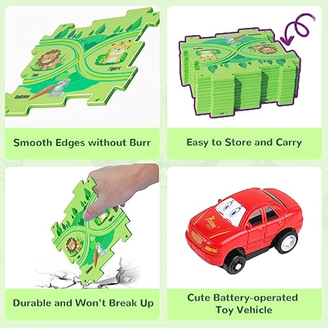 Plastic Puzzles for Kids Ages 3-5 with A Cute Car, Toddler Puzzle Track Play Set Gift, Critical Thinking Educational Toys, Toys for 3 4 5 6 Year Old Boys Girls, Montessori Toys for Kids