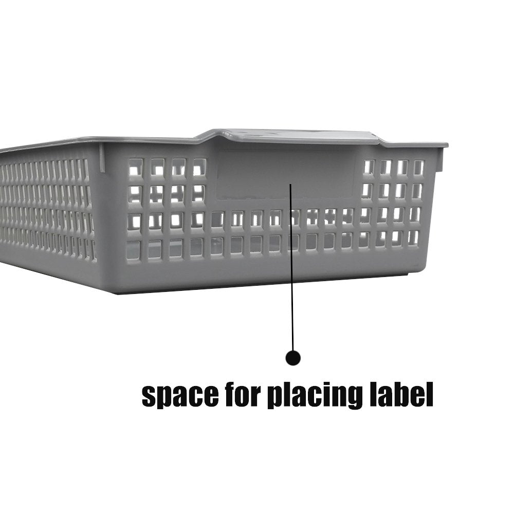 Bblina A4 Plastic Storage Basket, 3-Pack Shallow Storage Trays, Grey