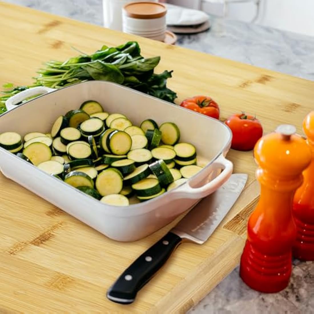 Utoplike Extra Large Chopping Board(50.7 x 50.7 x 2.5 cm), XL Bamboo Wooden Cutting Boards for Kitchen, Big Butcher Block Board with Handle and Juice Grooves
