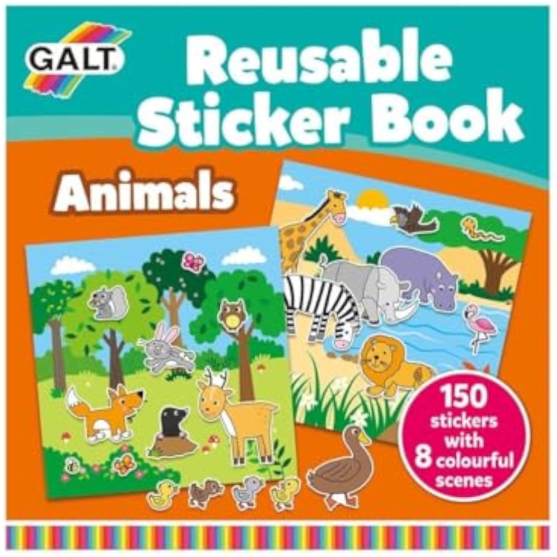 Galt Toys, Reusable Sticker Book - Animals, Sticker Books, Ages 3 Years Plus