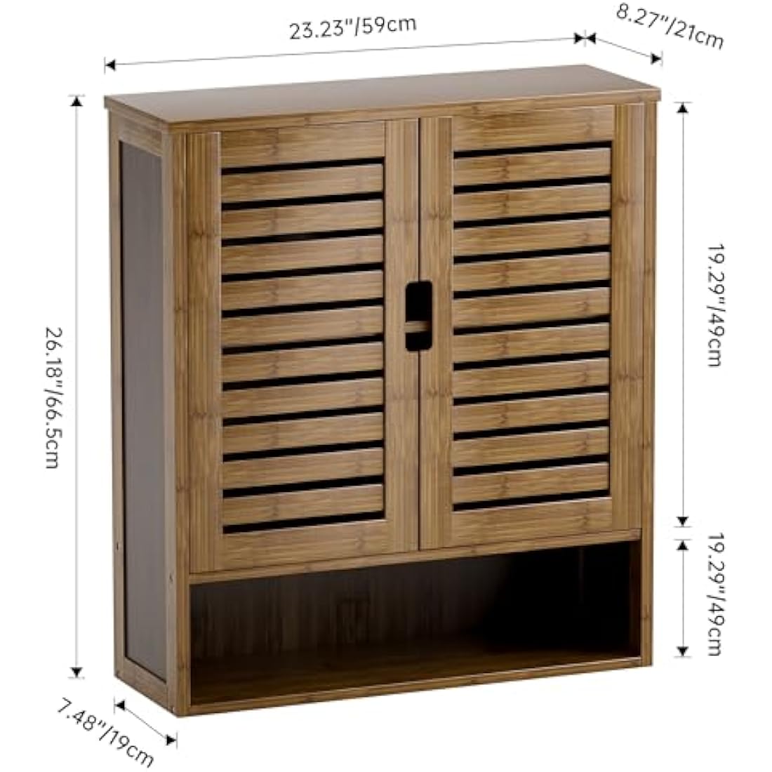 SMIBUY Bathroom Cabinet Wall Mounted, Bamboo Over-The-Toilet Storage Organizer, Space Saver Medicine Cabinet with 2 Door and Adjustable Shelves (Walnut)