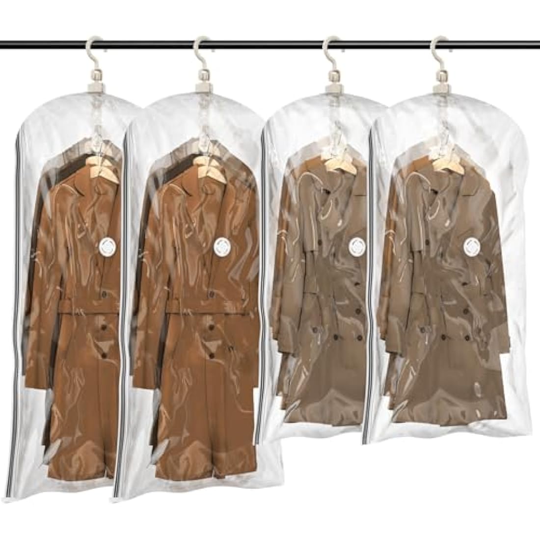 TAILI Hanging Vacuum Storage Bags for Clothes, Coats, 4 Packs (2 Long 135x70CM & 2 Short 105x70CM) Storage Bags Vacuum Pack for Suits, Coats, Jackets or Dresses, Closet Organizer Space Saver Vaccum