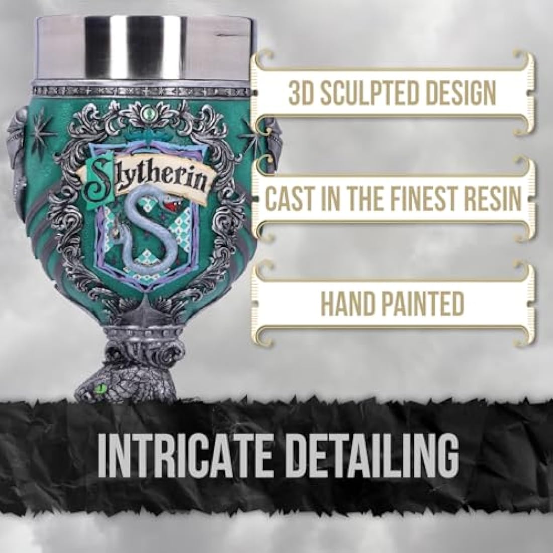 Nemesis Now Harry Potter Collectible Goblet, Resin, Green Silver, 19.5cm