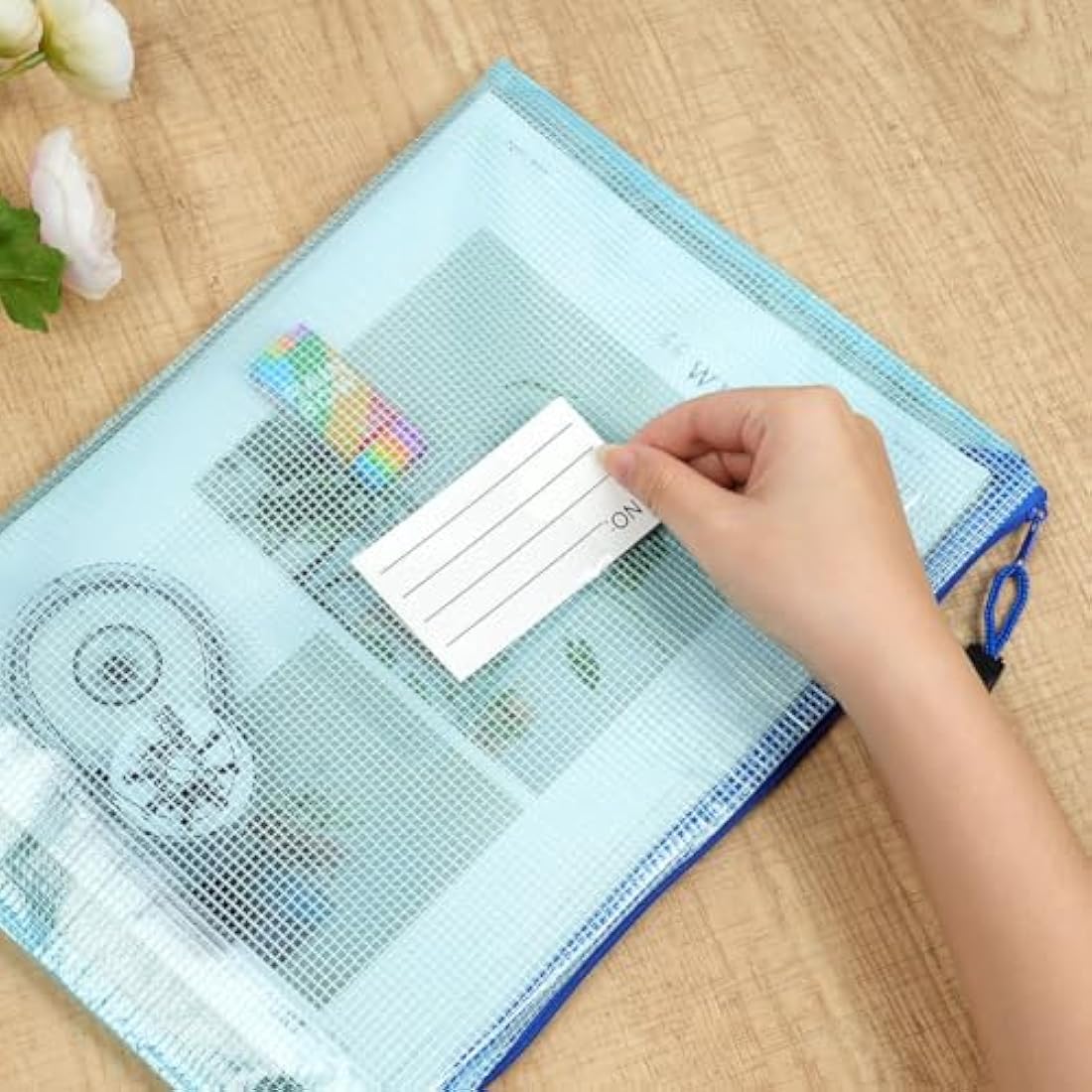 Vicloon Plastic Wallets, 15Pcs A3 A4 A5 Folders Wallets, Zip Lock Bags Mesh Document Wallet Plastic Document Wallets Folder with Label Pocket for School Office Homework Travel Storage Bags (Multi)