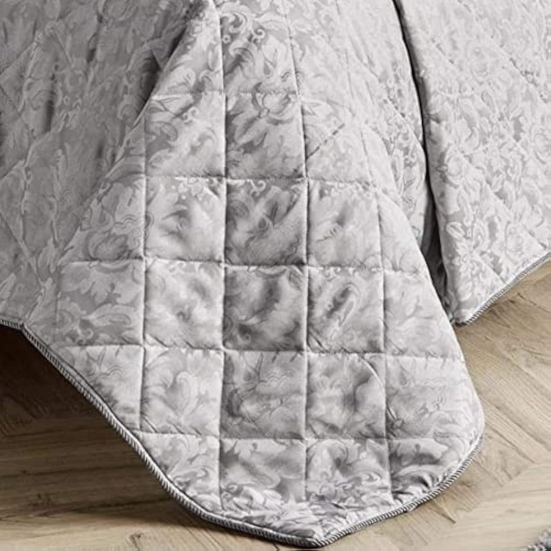 Olivia Rocco Savoy Jacquard Duvet Set Easy Care Double King Super King Size Quilt Covers & Pillowcases Bedding, King, Grey