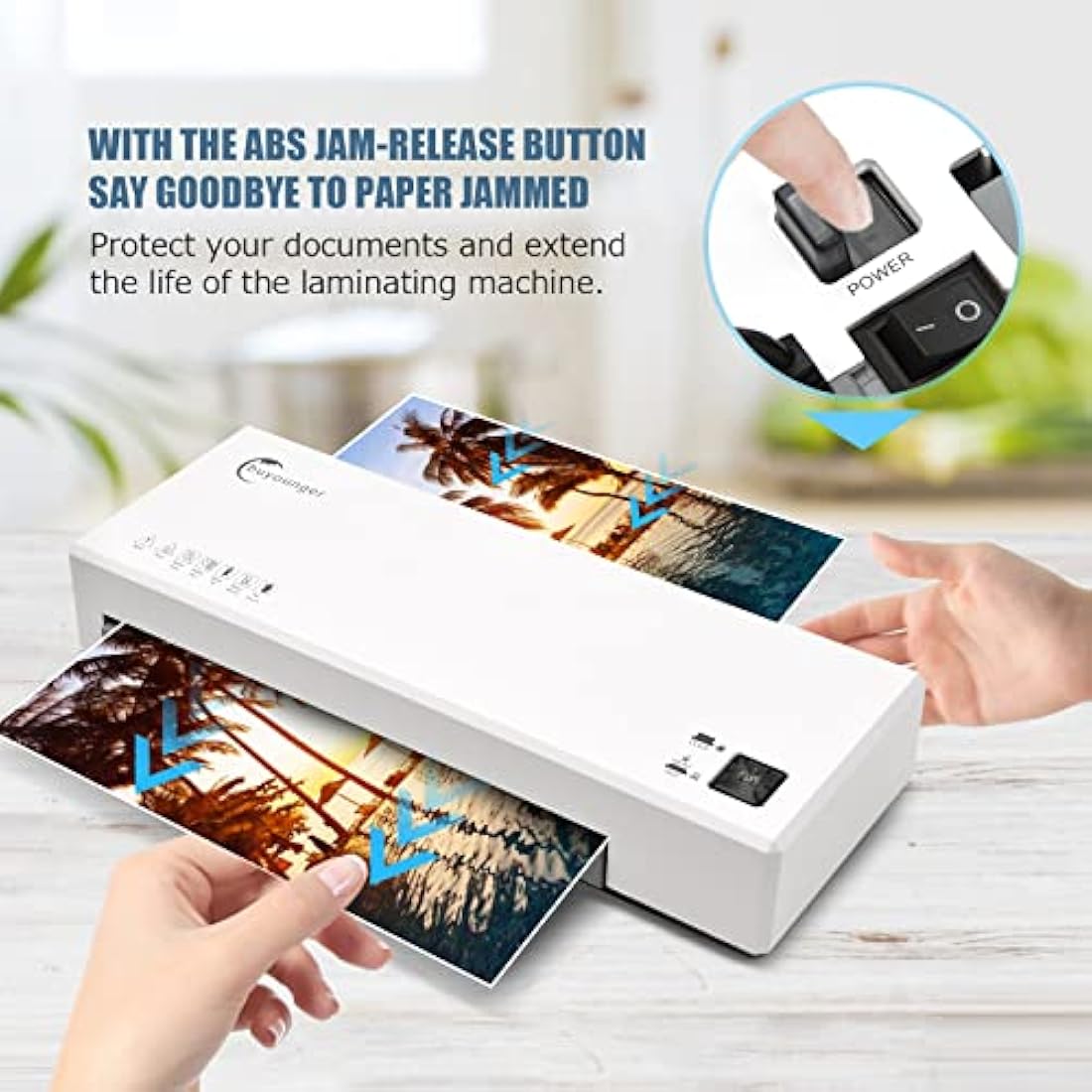 Buyounger Laminator with 40 Pouches, A4 Laminator Machine Thermal and Cold with Paper Trimmer & Corner Rounder, 9 Inches Laminating Machine for Home School Office