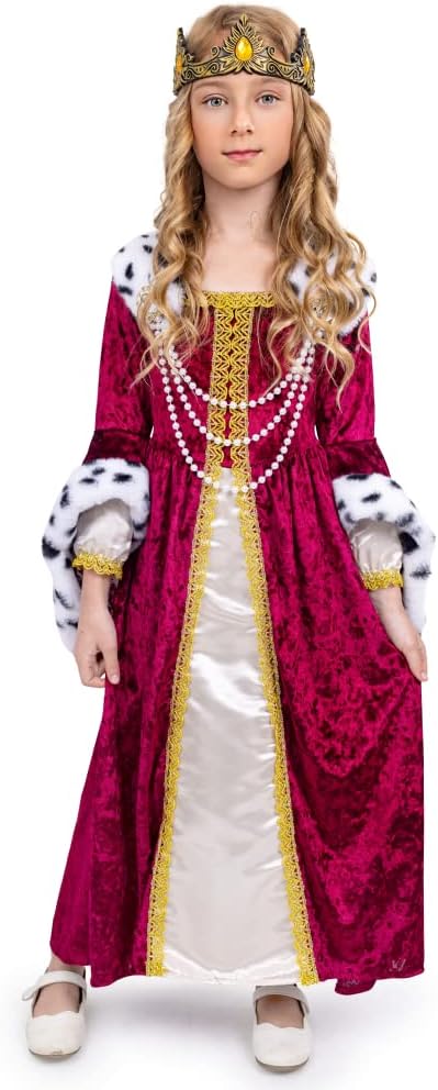 Dress Up America Queen Costume for Girls, L, Used- good, some faint marks to cuff of sleeves