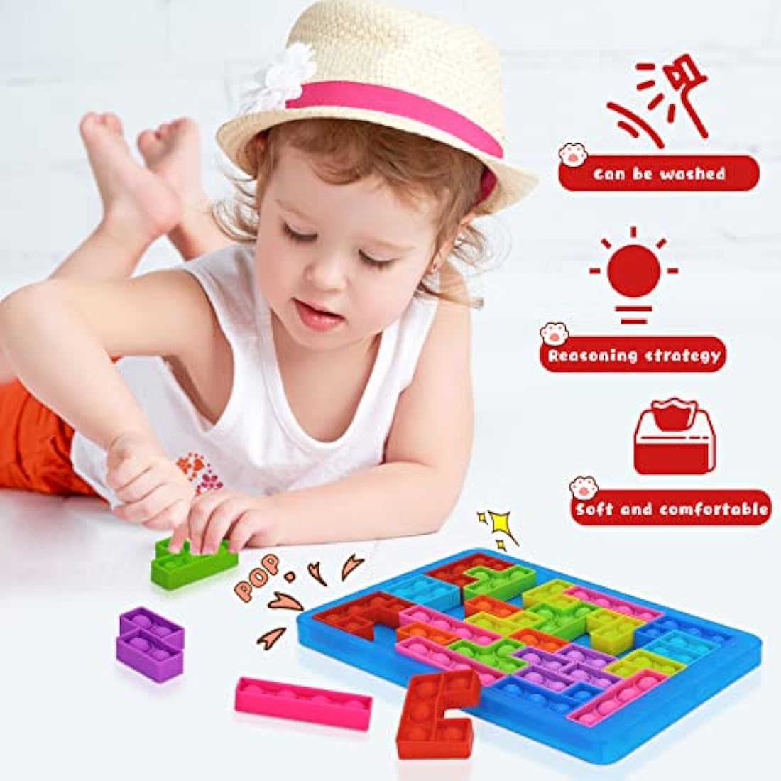 Silicone Sensory Fidget Toys for Kids Boys Girls, Puzzle Pop Game for Kids Adults Anti-Stress & Relax Squeeze Toys - Best Puzzle Gifts