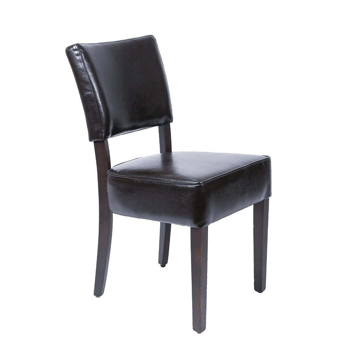 Bolero Chunky Faux Leather Chairs Birch Frame (Pack of 2), Dark Brown