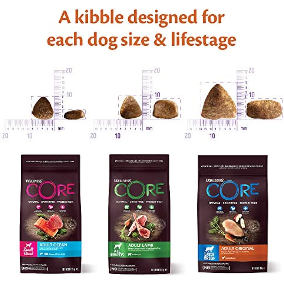 Wellness CORE Adult Lamb, 10kg, Lamb, Dry Dog Food for All Dog Breeds, All-Natural, Grain-Free, High Meat Content, Protein-Rich, Supports Healthy Digestion
