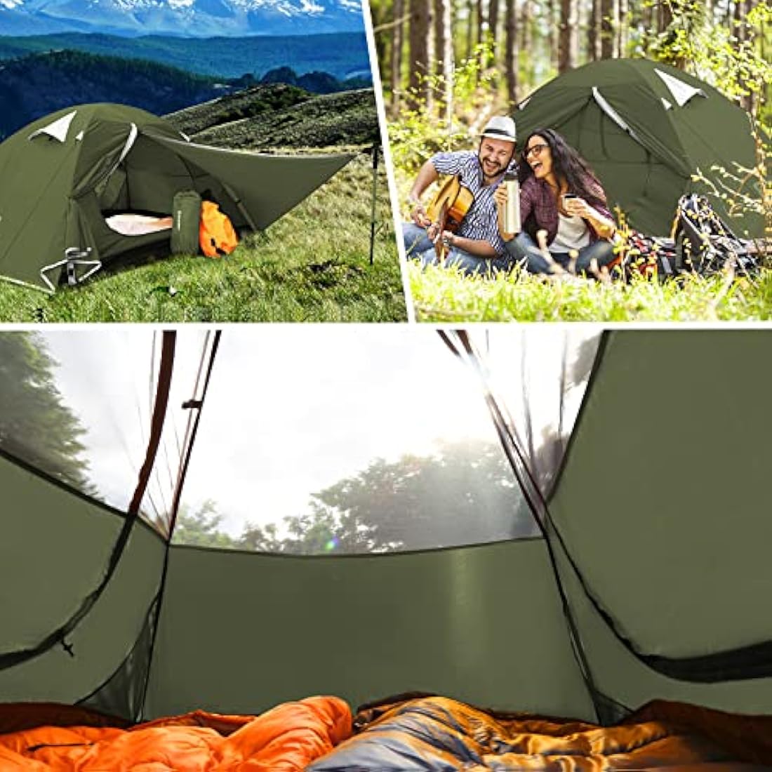 Bessport Tent 1 & 2 & 3 Person Ultralight Camping Tents, 3-4 Season Waterproof & Windproof Dome Tent, Small Pack Size, Suitable for Adults, Hiking, Camping, Outdoor