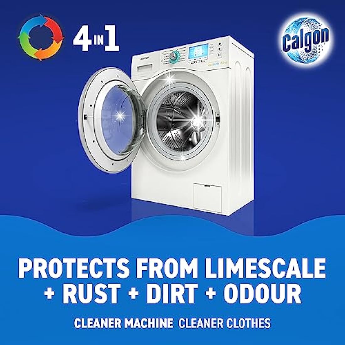 Calgon 4-in-1 Washing Machine Cleaner and Water Softener Tablets, Removes Limescale & Odours, Deep Clean, Units: 45 Tablets, Size: L Pack (Packaging May Vary)