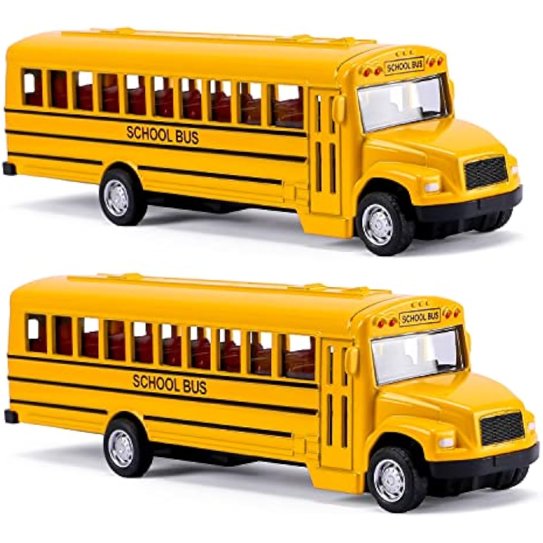 XINGANER 2 Pack 5.5" Pull Back Die-cast School Bus,Alloy Metal Vehicles Toy with Bright Yellow for Kids Boys Girls