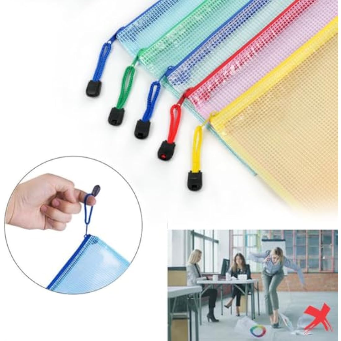 Vicloon Plastic Wallets, 10Pcs B5 Zip Lock Bags Mesh Document Wallet Document Folders Plastic Pockets Zipper File Wallet for School Office Homework Travel Storage Bags (Multicolor)