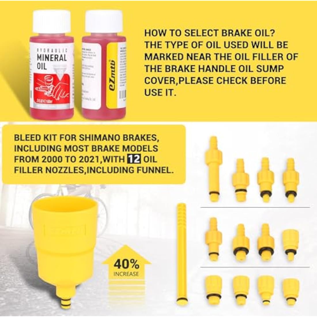 ytorgr Brake Bleed Kit with Mineral Bicycle Brake Fluid 120ml Hydraulic Disc mtb Bike Brake Bleeding kit for SHIMANO,TEKTRO, MAGURA