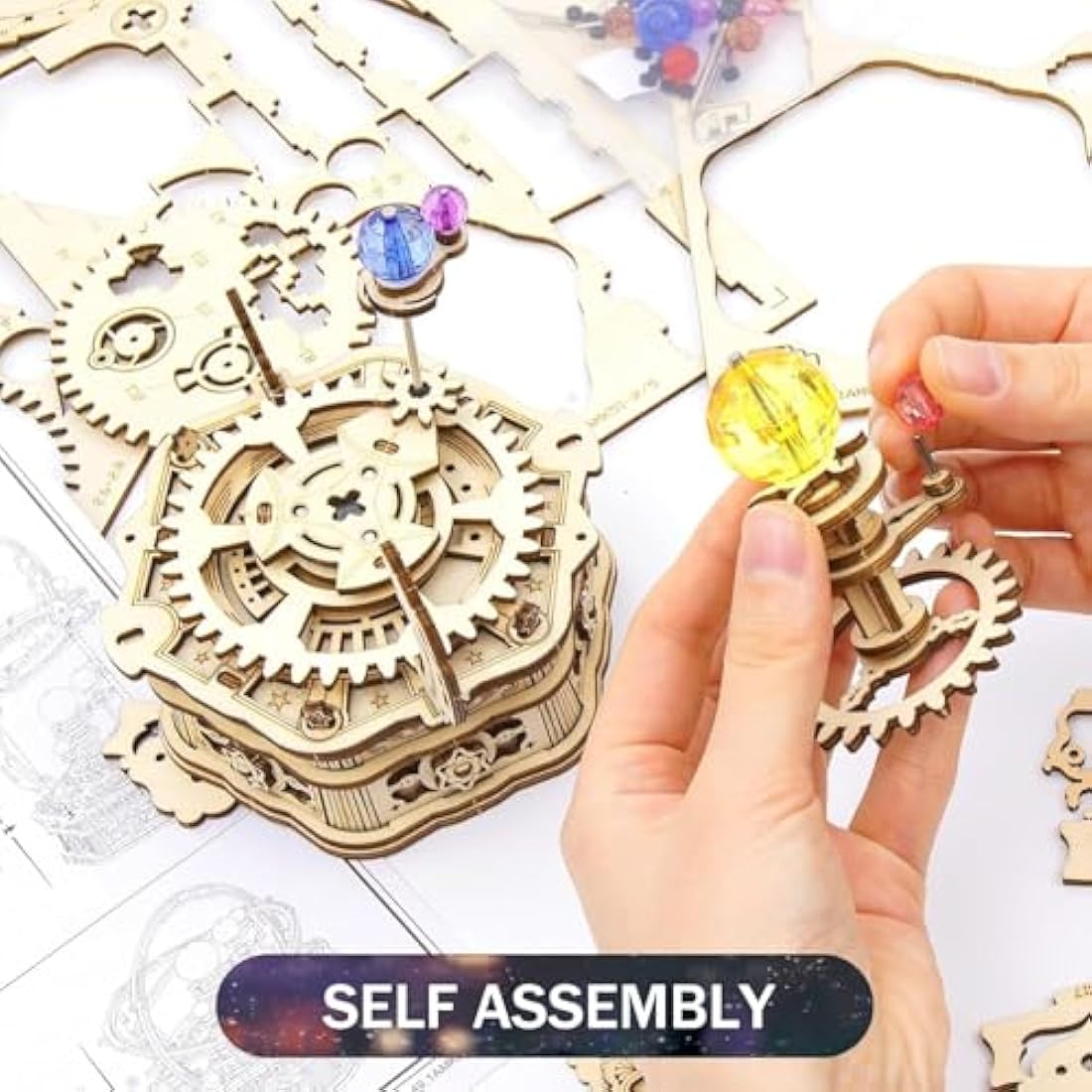 ROKR 3D Wooden Puzzle Starry Night Music Box,Mechanical Model Kits for Adult to Build,DIY Birthday Gifts for Teens and Adults