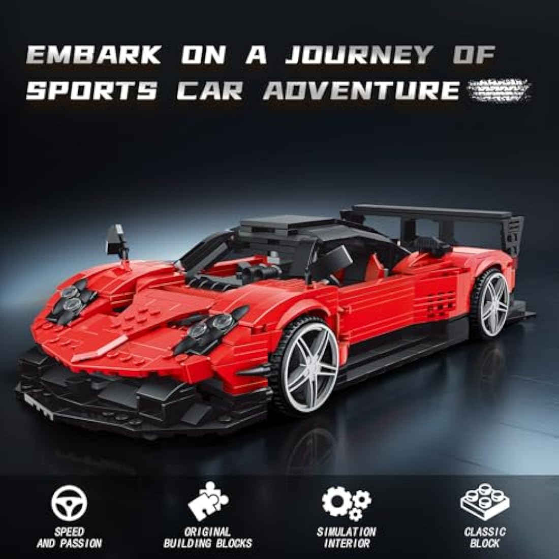 JMBricklayer Supercar Building Model Set 50113, Vintage Sports Car Model Building Blocks Toys Zonda R, Car Enthusiasts Collectible Racing Cars, Gifts for Adult Boys 14+ Year (1278 Pieces)
