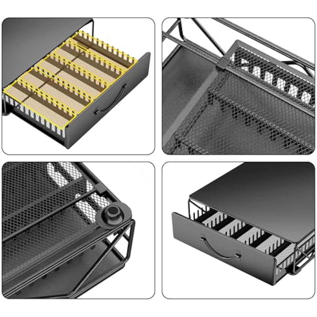 Multifunctional Metal Vertuoline Coffee Pod Holder for 60 Small or 40 Large Vertuo Capsules Pods & 40 Dolce Gusto Pods,Nespresso Vertuoline Capsule Drawer Organizer Coffee Machine Stand