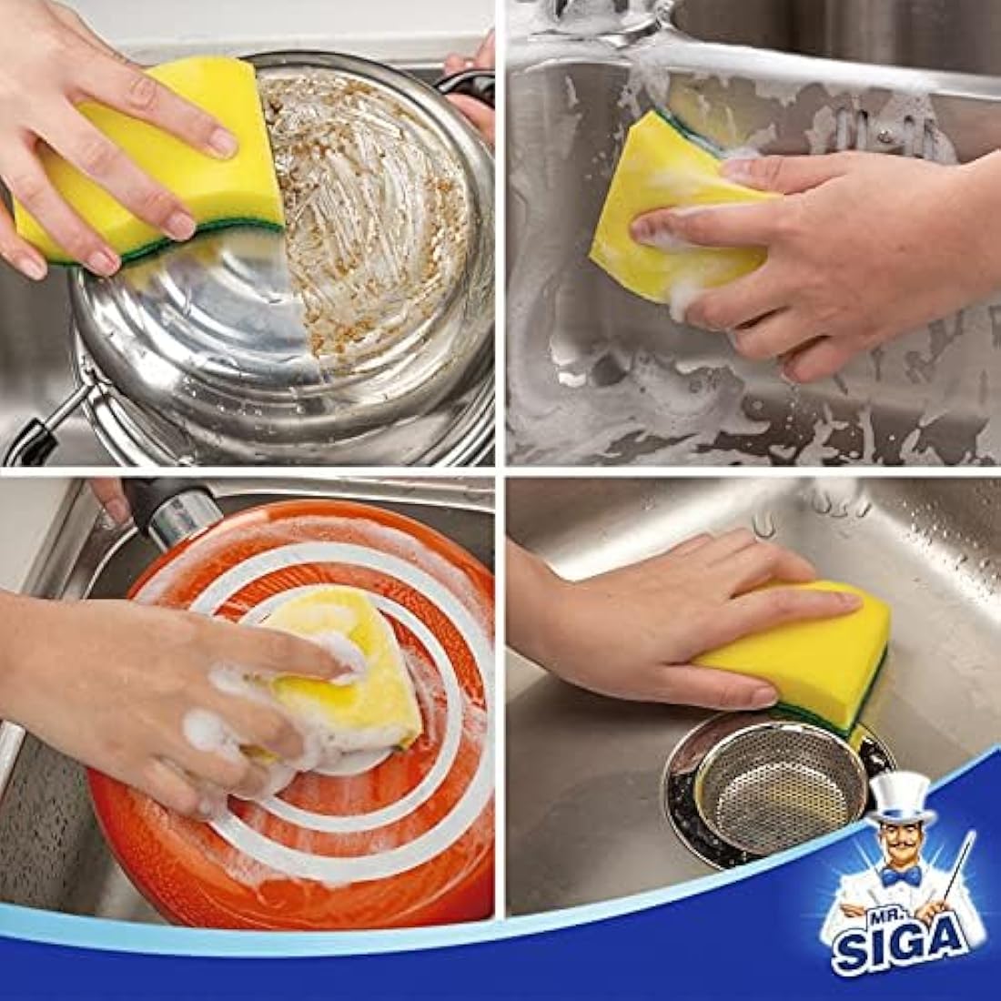 MR.SIGA Heavy Duty Scrub Sponge, Pack of 12, Size:11 x 7 x 3 cm, 4.3" x 2.8" x 1.2"