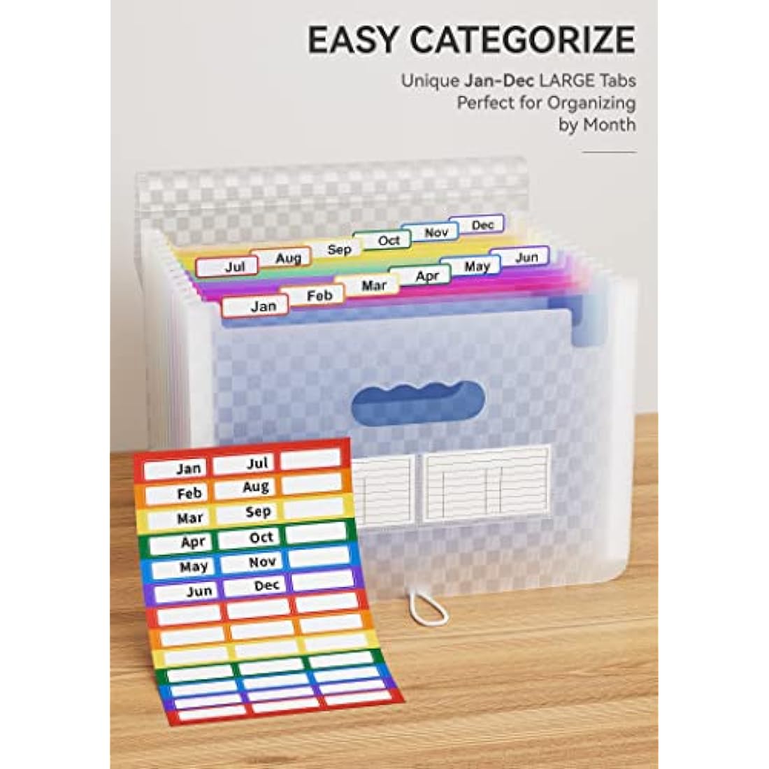 ABC life A4 Expanding File Organiser with Grid Pattern,13 Pockets Expandable Filling Boxes Documents Organiser,Accordion A4 Desk Folders,Portable Rainbow Files Wallets Plastic Bill Storage Bag(Blue)