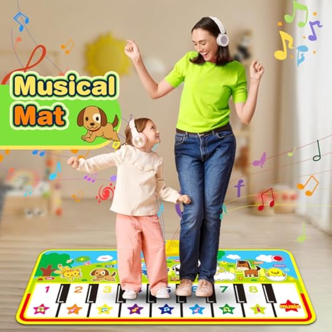 m zimoon Piano Mat, Kids Large Music Mat Children’s Touch Play Musical Carpet Piano Floor Mat Dance Mat Gifts Toys for 2 3 4 5 6 7 8 Years Old Kids Boys Girls Toddlers(135 × 58 cm)
